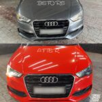 Audi A3 car Wrapping color change from Grey to Red