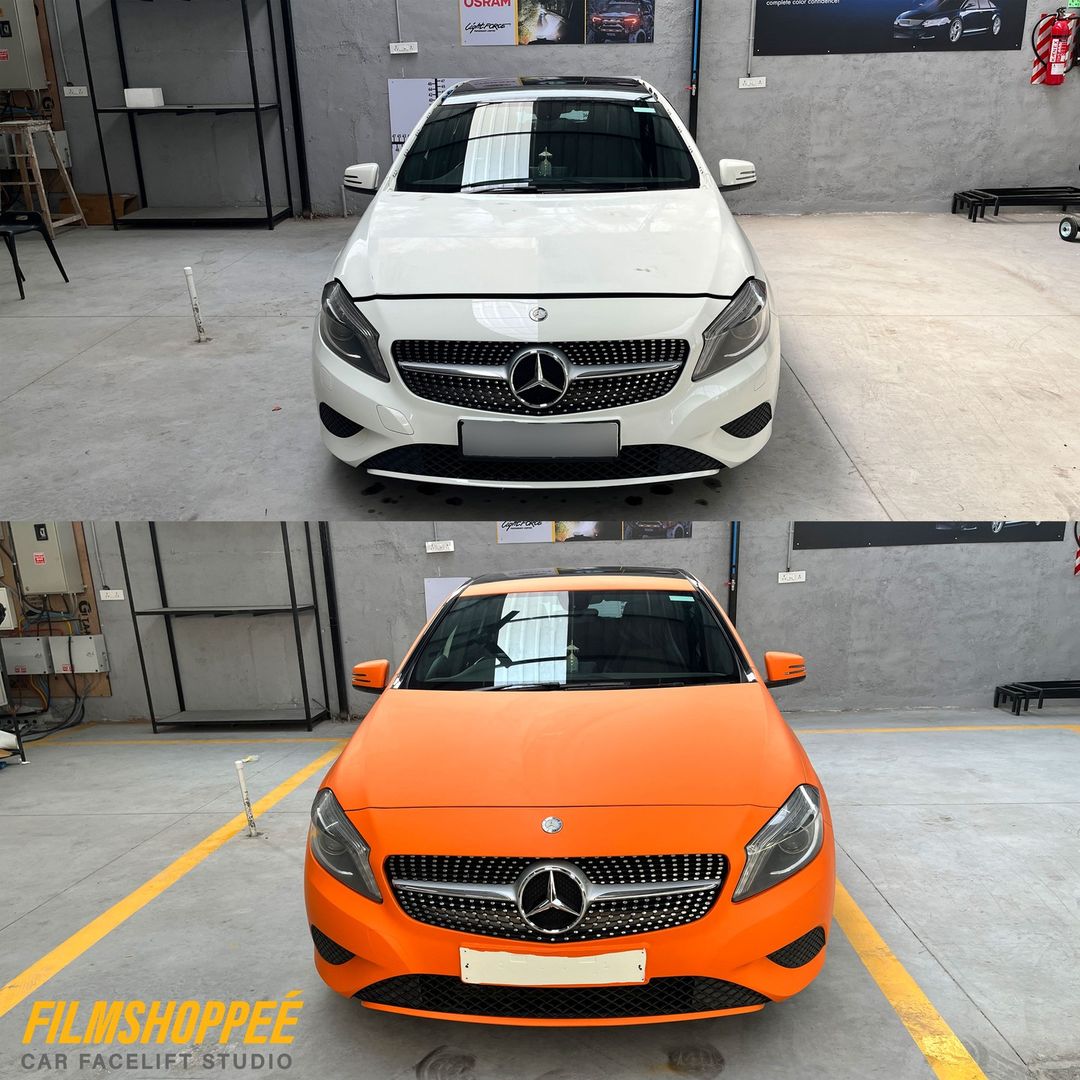 Mercedes color change wrap without damaging original paint