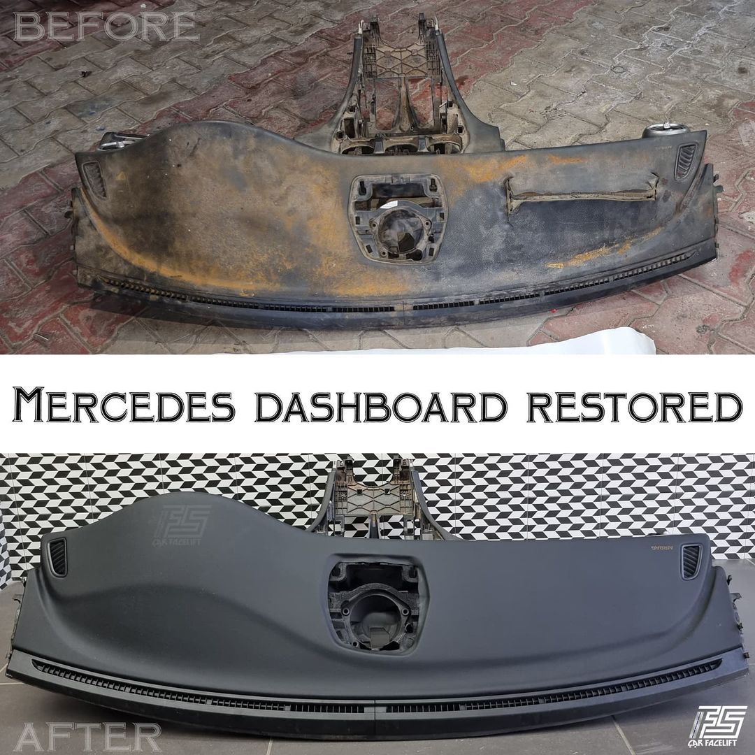 Mercedes dashboard restored by team Filmshoppee
