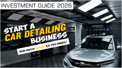 Premium car detailing workshop in India showing the investment required to start a car detailing business in 2026