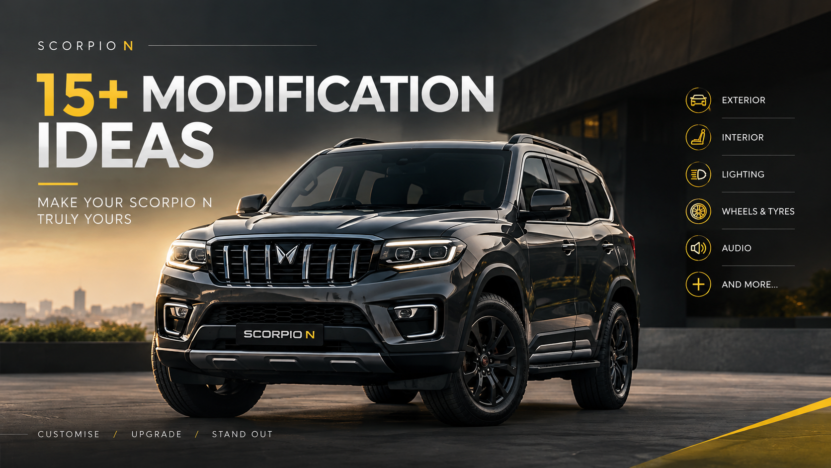 Mahindra Scorpio N Modification – 15+ modification ideas for exterior, interior, lighting, wheels and audio