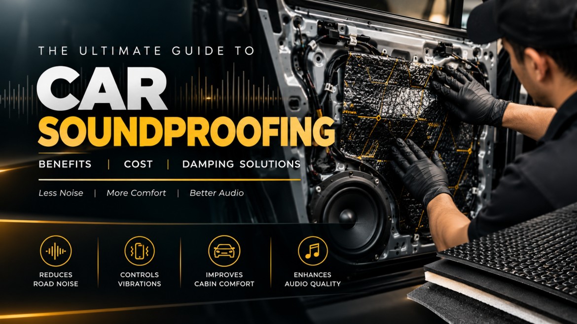 Car soundproofing and damping sheets being installed inside a vehicle door